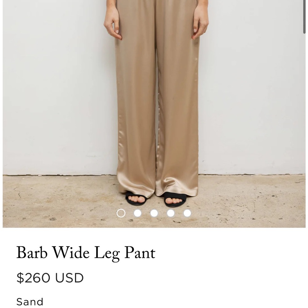 Leset Barb Wide Leg Satin Pants in Sand